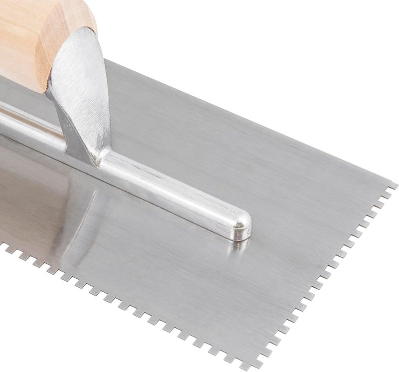 Roberts 1/8" x 1/8" x 1/8" Square-Notch Pro Wood Flooring Trowel with Wood Handle - Image 5